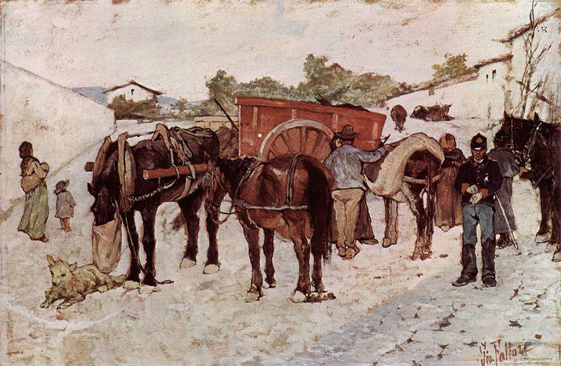 Giovanni Fattori Strada di campagna con i contadini e soldati